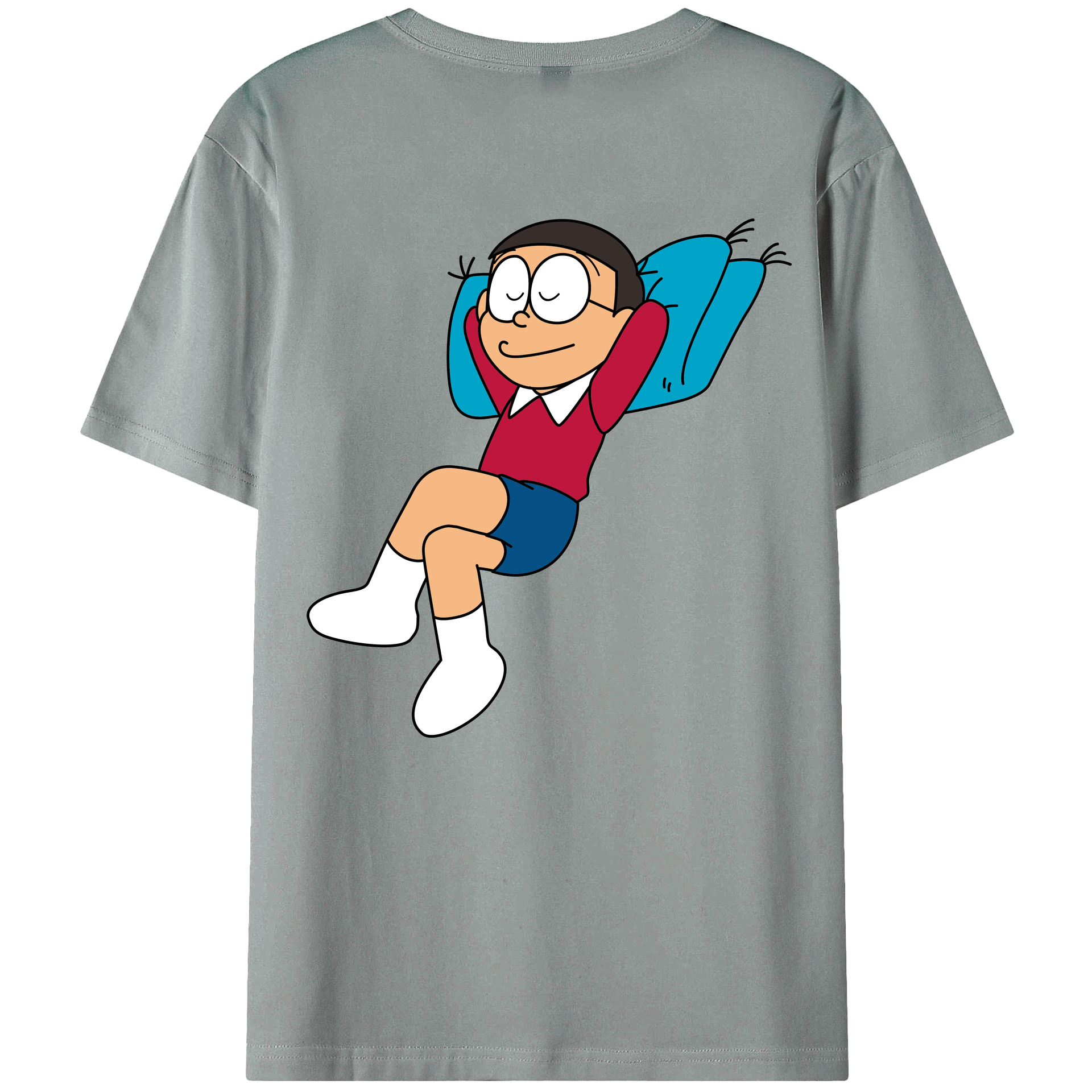 （画像用） ドラえもん 野比 のび太 Doraemon Nobita Nobi 綿100％ メンズ半袖Tシャツ（バックプリント） 通気性